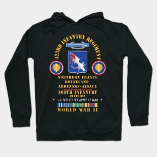 423rd Infantry Regiment, 106th Infantry Div - Northern France Rhineland EUR WWII w EUR SVC X 300 Hoodie